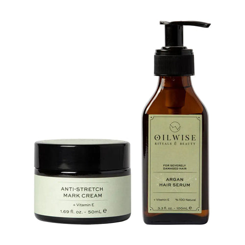 Anti Stretch Cream & Argan Hair Serum Set