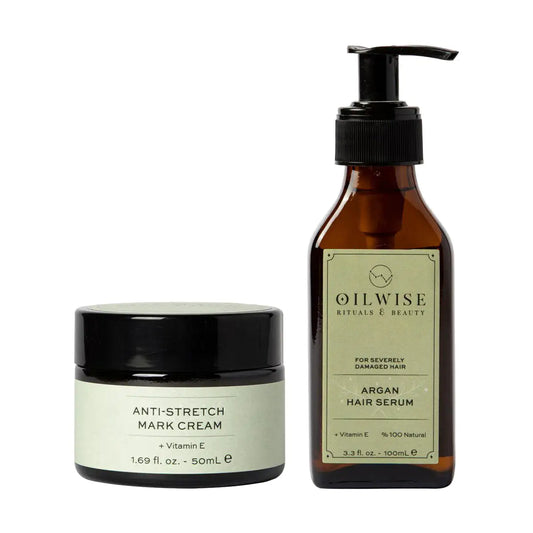 Anti Stretch Cream & Argan Hair Serum Set